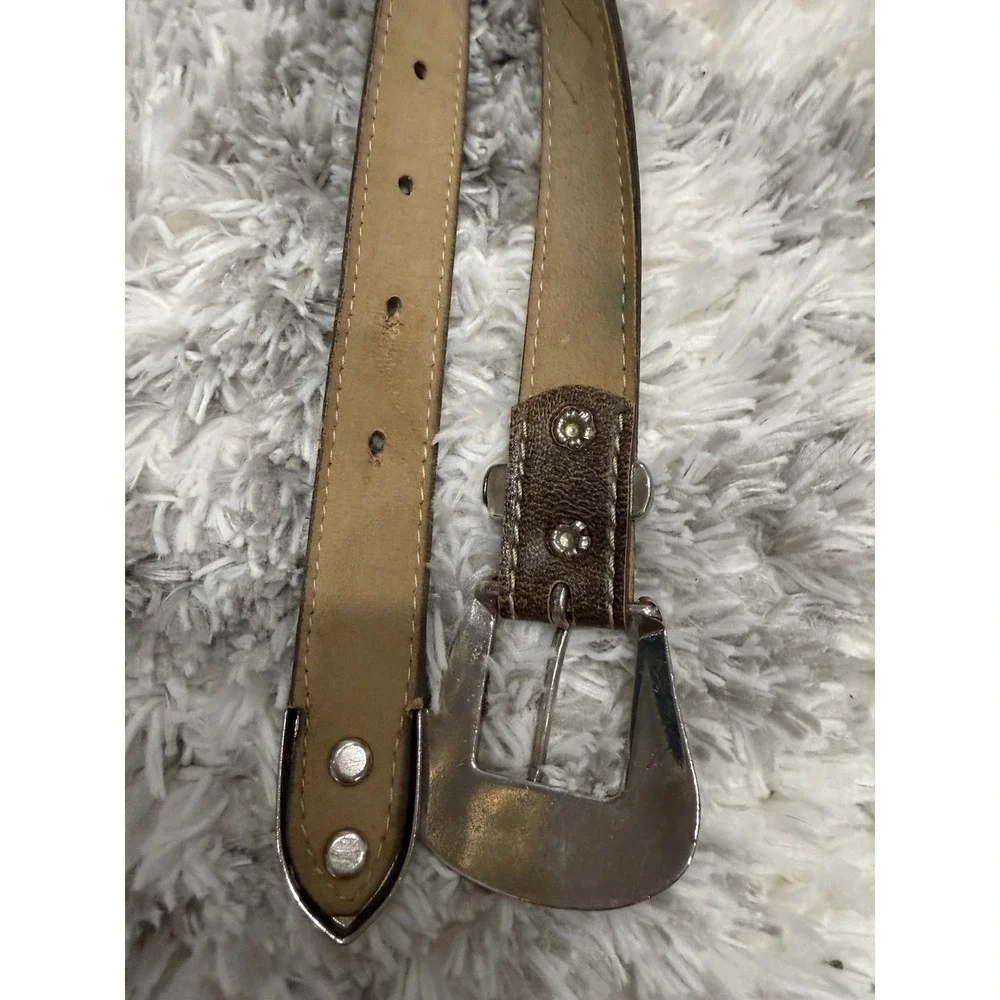 Vintage Tony Lama Youth Child Western Leather Ranger Belt 3 Pc Buckle Set 32 In